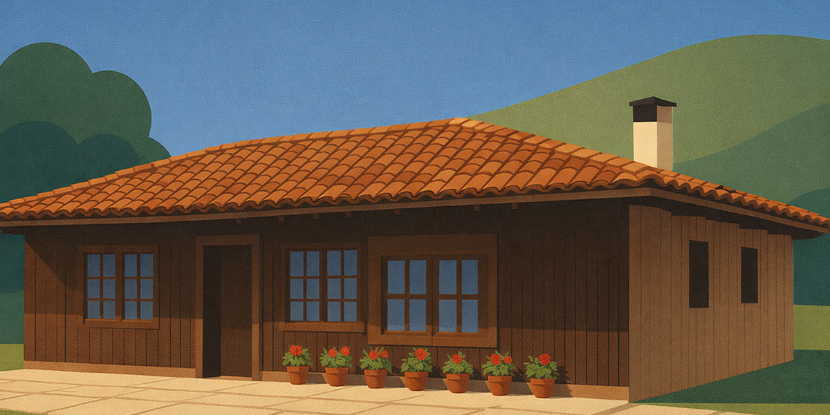 rural house on green hills