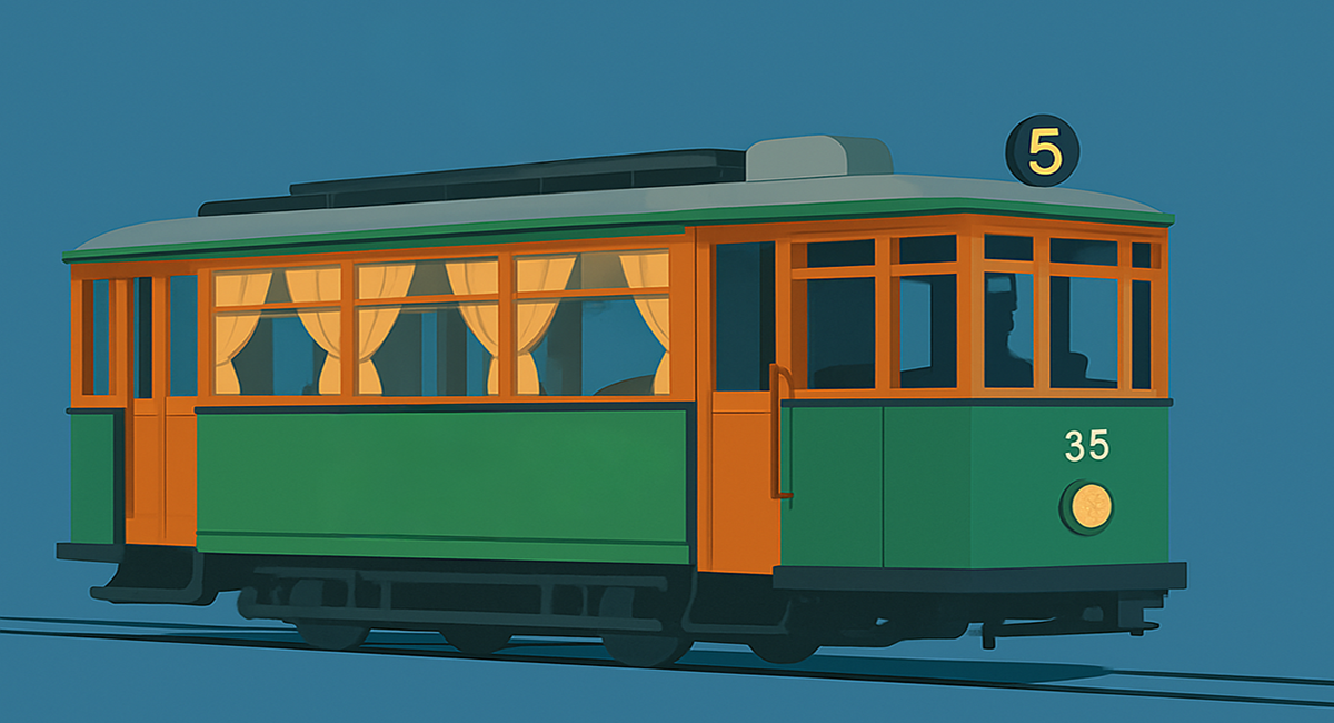 first tram on the streets of Sofia