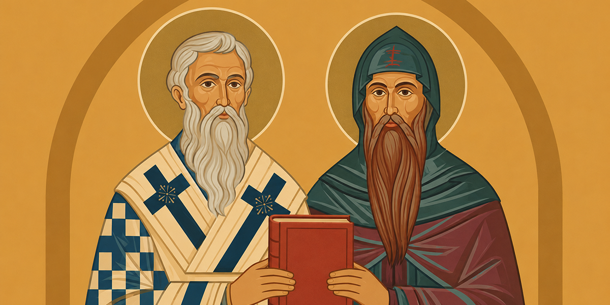 Saints Cyril and Methodius with red book