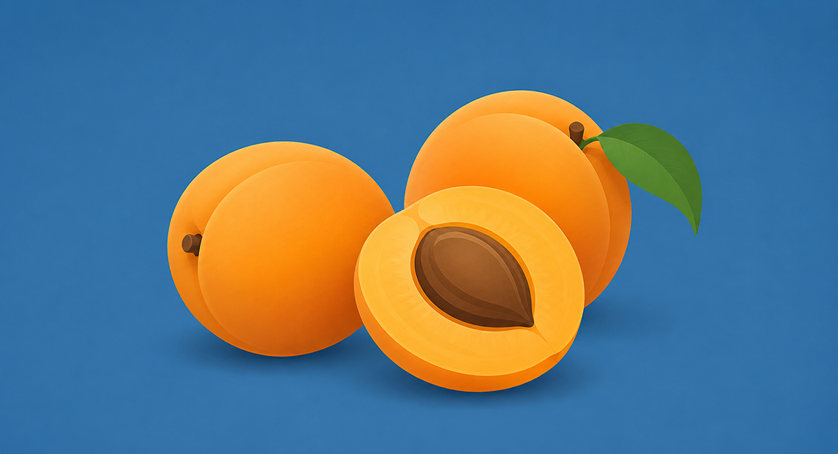 still life with apricots on blue