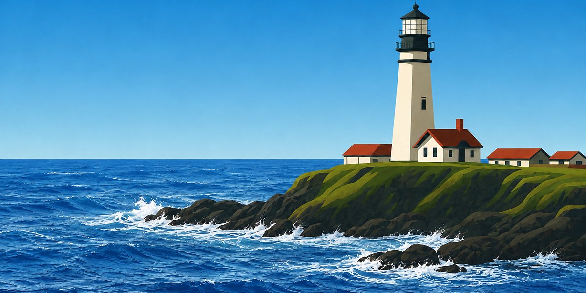 Bright Blue Lighthouse Coast